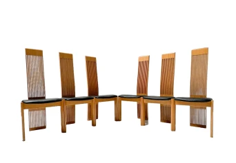 Post-Modern Slatted High Back Dining Room Chairs by Pietro Costantini, 1980s